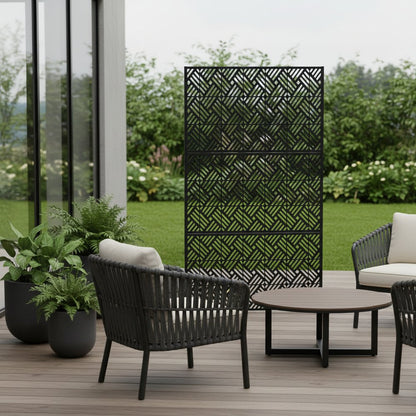 72" Black Steel Three Panel Screen Room Divider HomeRoots