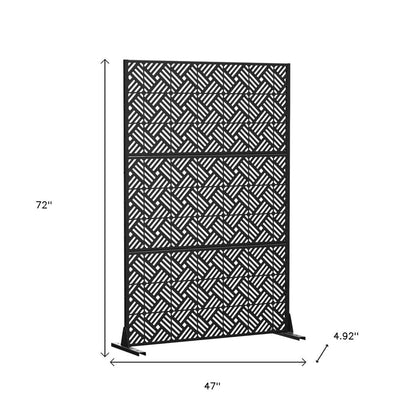 72" Black Steel Three Panel Screen Room Divider HomeRoots