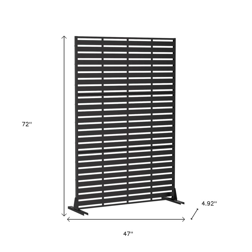 72" Black Steel Three Panel Screen Room Divider HomeRoots