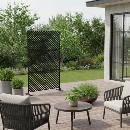 74" Black Steel Three Panel Screen Room Divider HomeRoots