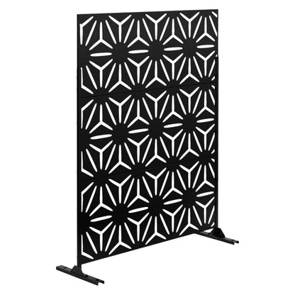 75" Black Steel Three Panel Screen Room Divider HomeRoots
