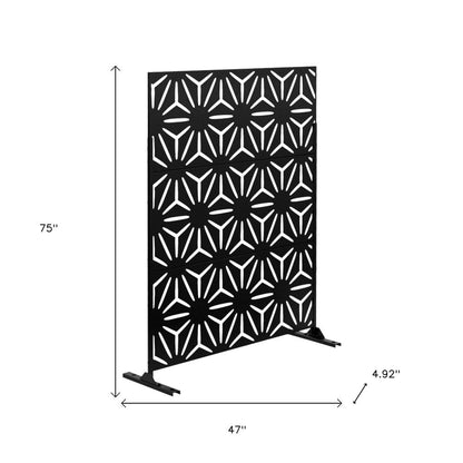 75" Black Steel Three Panel Screen Room Divider HomeRoots