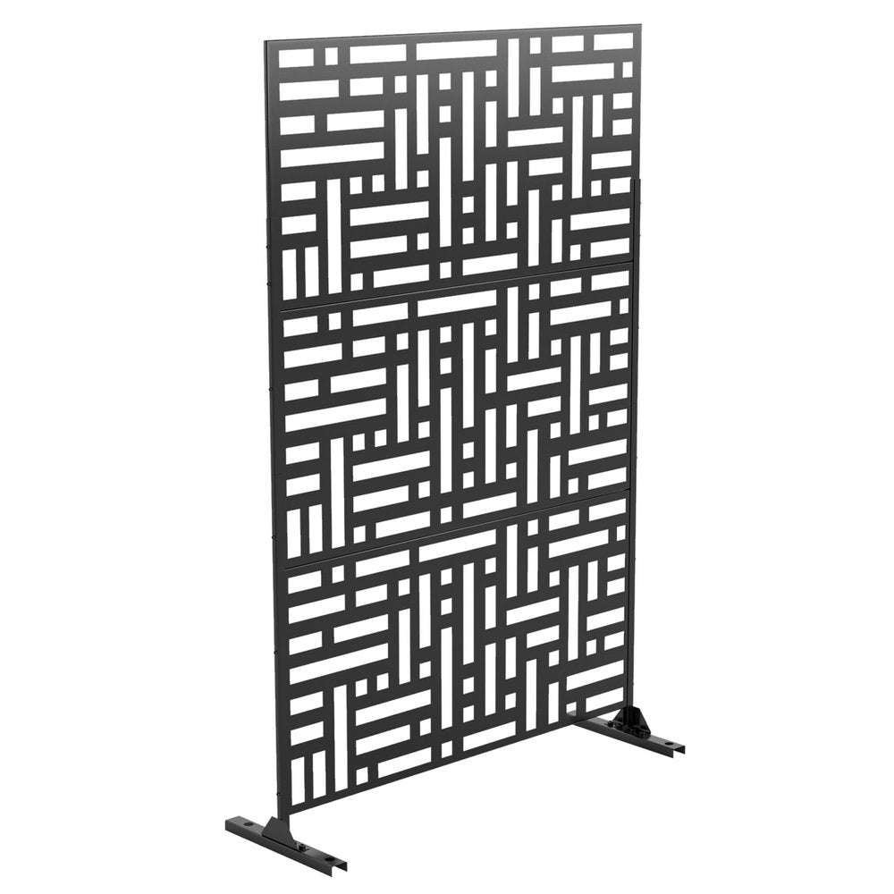 79" Black Steel Three Panel Screen Room Divider HomeRoots