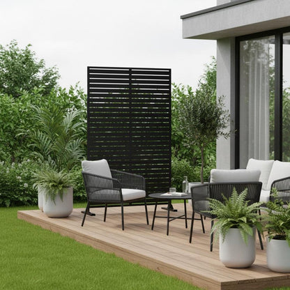 72" Black Steel Three Panel Screen Room Divider HomeRoots