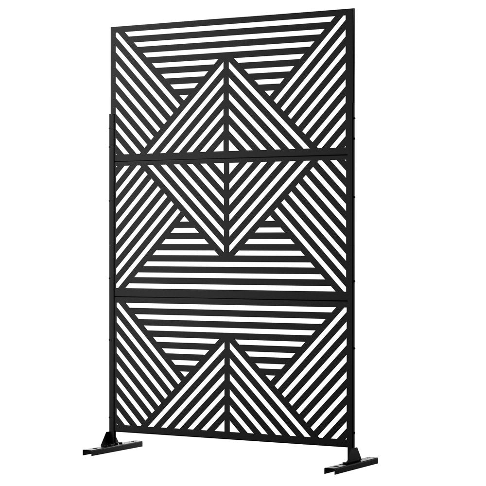 72" Black Steel Three Panel Screen Room Divider HomeRoots