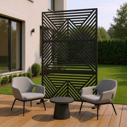 72" Black Steel Three Panel Screen Room Divider HomeRoots