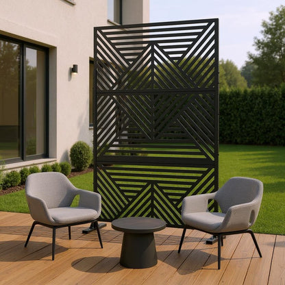 72" Black Steel Three Panel Screen Room Divider HomeRoots