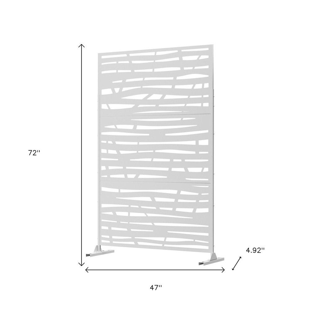 72" White Steel Three Panel Screen Room Divider HomeRoots