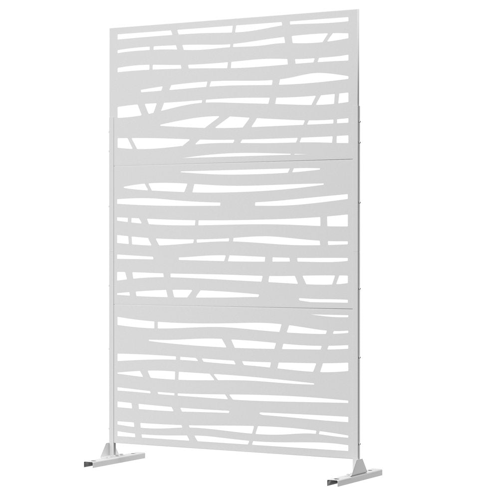 72" White Steel Three Panel Screen Room Divider HomeRoots