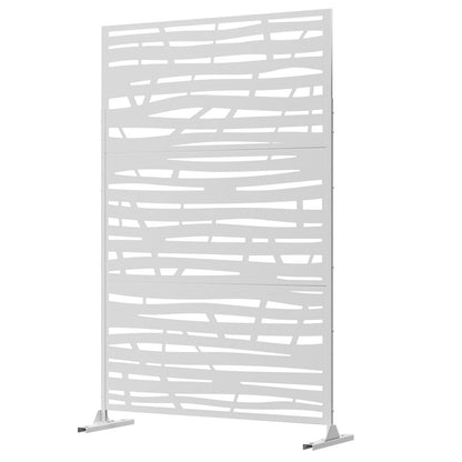 72" White Steel Three Panel Screen Room Divider HomeRoots