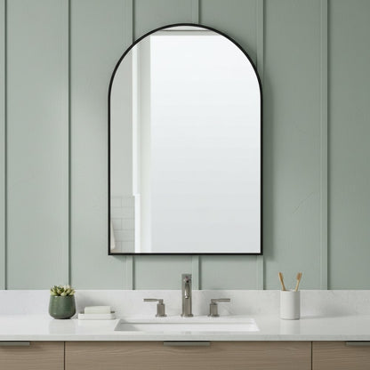 39" Black Arch Metal Framed Bathroom Vanity Mirror HomeRoots