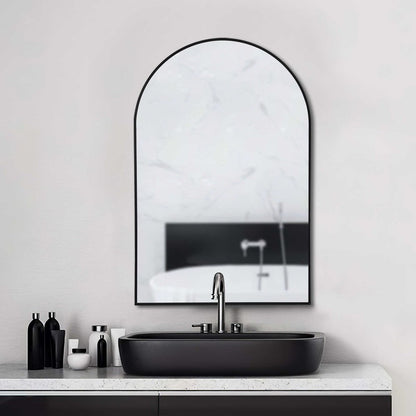39" Black Arch Metal Framed Bathroom Vanity Mirror HomeRoots