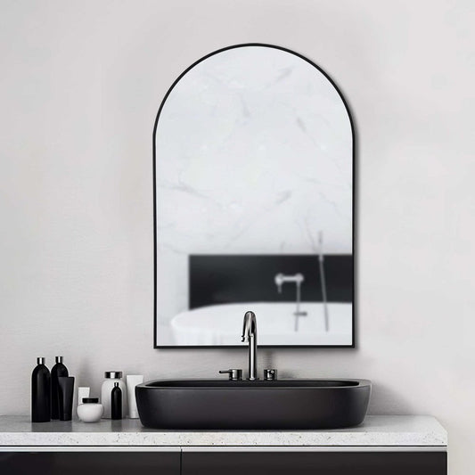 39" Silver Arch Metal Framed Bathroom Vanity Mirror HomeRoots