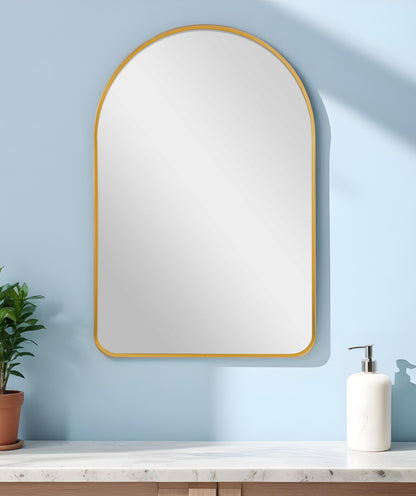 39" Gold Arch Metal Framed Bathroom Vanity Mirror