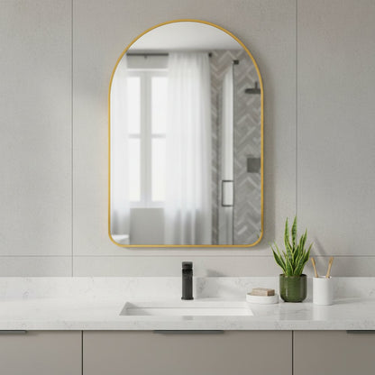 39" Gold Arch Metal Framed Bathroom Vanity Mirror HomeRoots