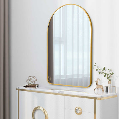 39" Gold Arch Metal Framed Bathroom Vanity Mirror HomeRoots
