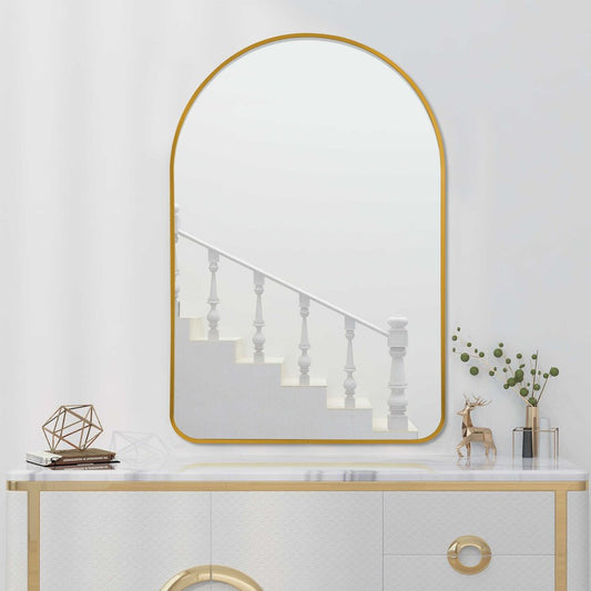 39" Gold Arch Metal Framed Bathroom Vanity Mirror HomeRoots