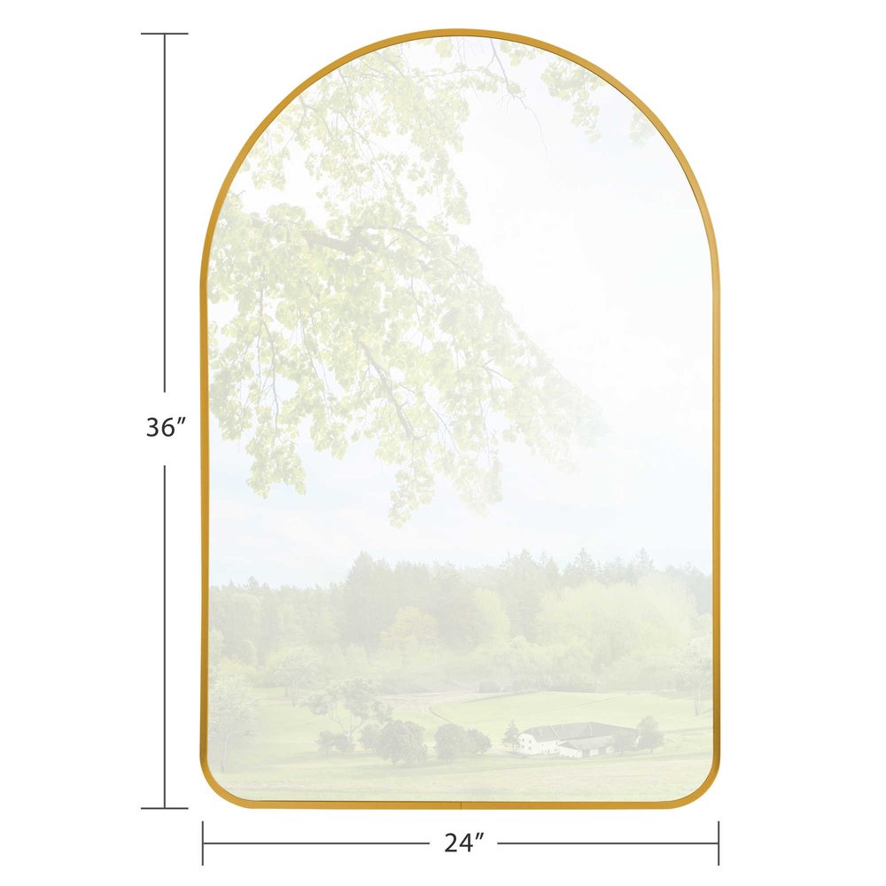 39" Gold Arch Metal Framed Bathroom Vanity Mirror HomeRoots