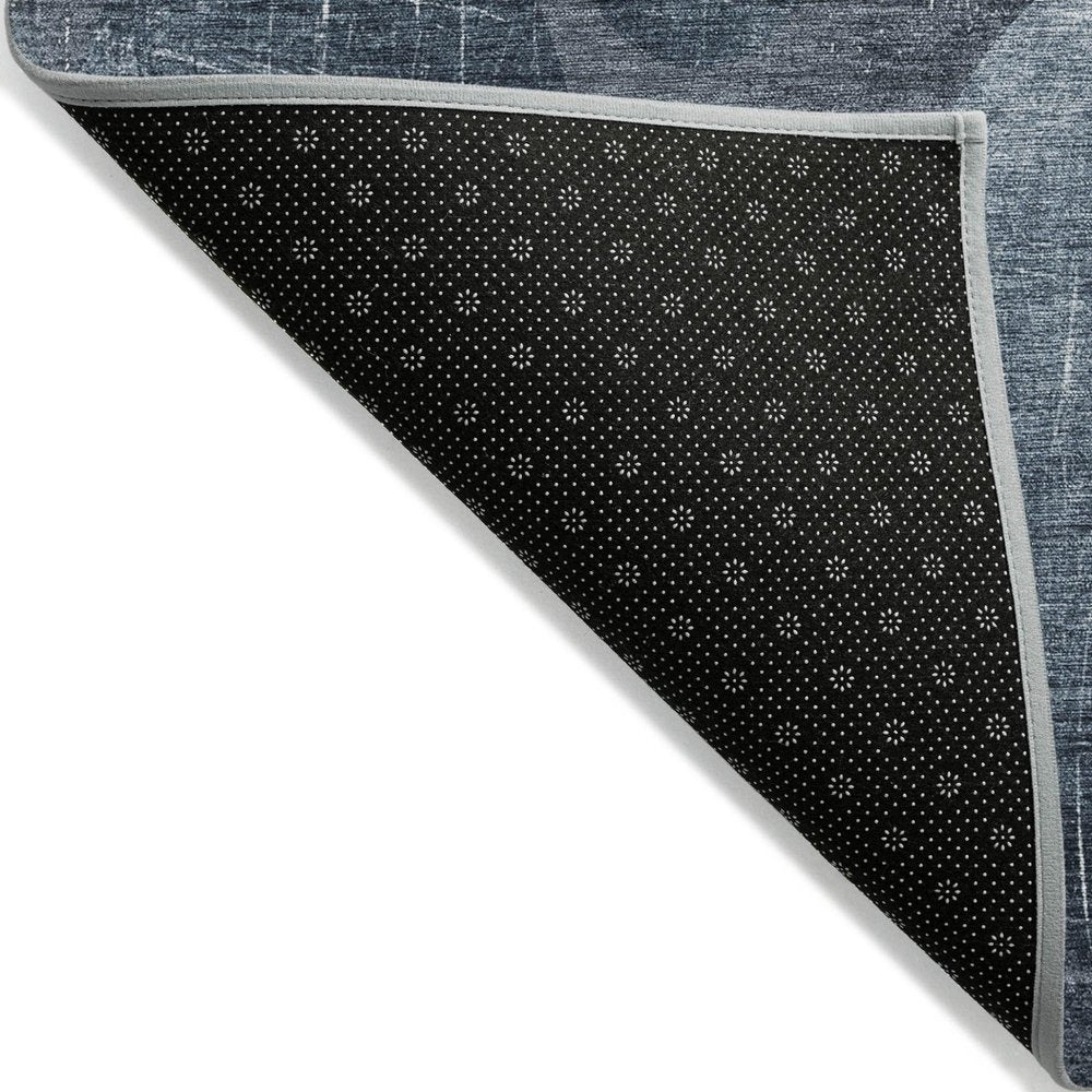 8' X 8' Gray and Blue Round Abstract Washable Non Skid Indoor Outdoor Area Rug HomeRoots