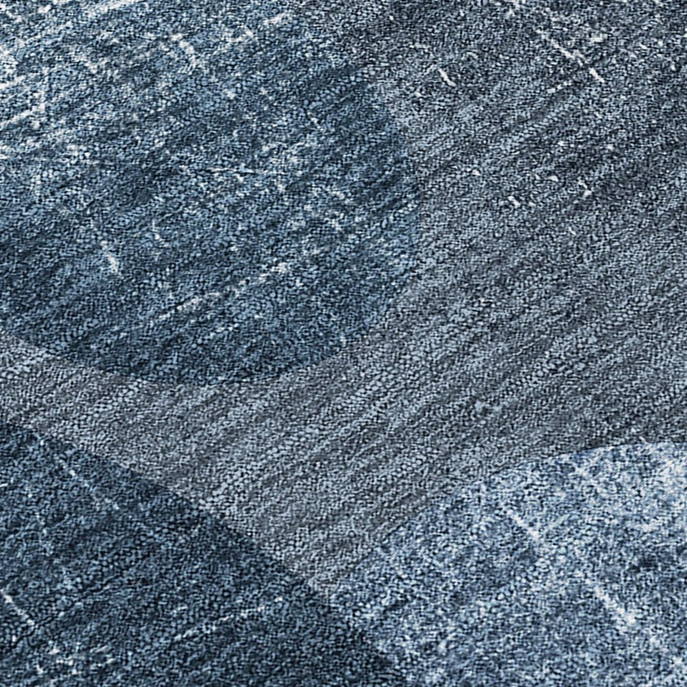 8' X 8' Gray and Blue Round Abstract Washable Non Skid Indoor Outdoor Area Rug HomeRoots