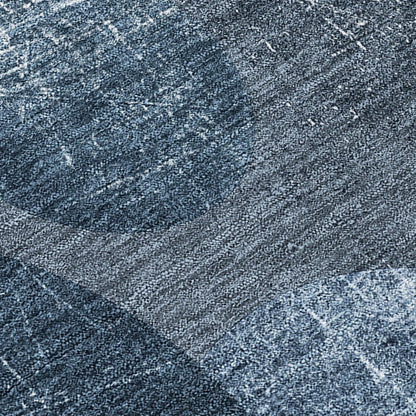 8' X 8' Gray and Blue Round Abstract Washable Non Skid Indoor Outdoor Area Rug HomeRoots