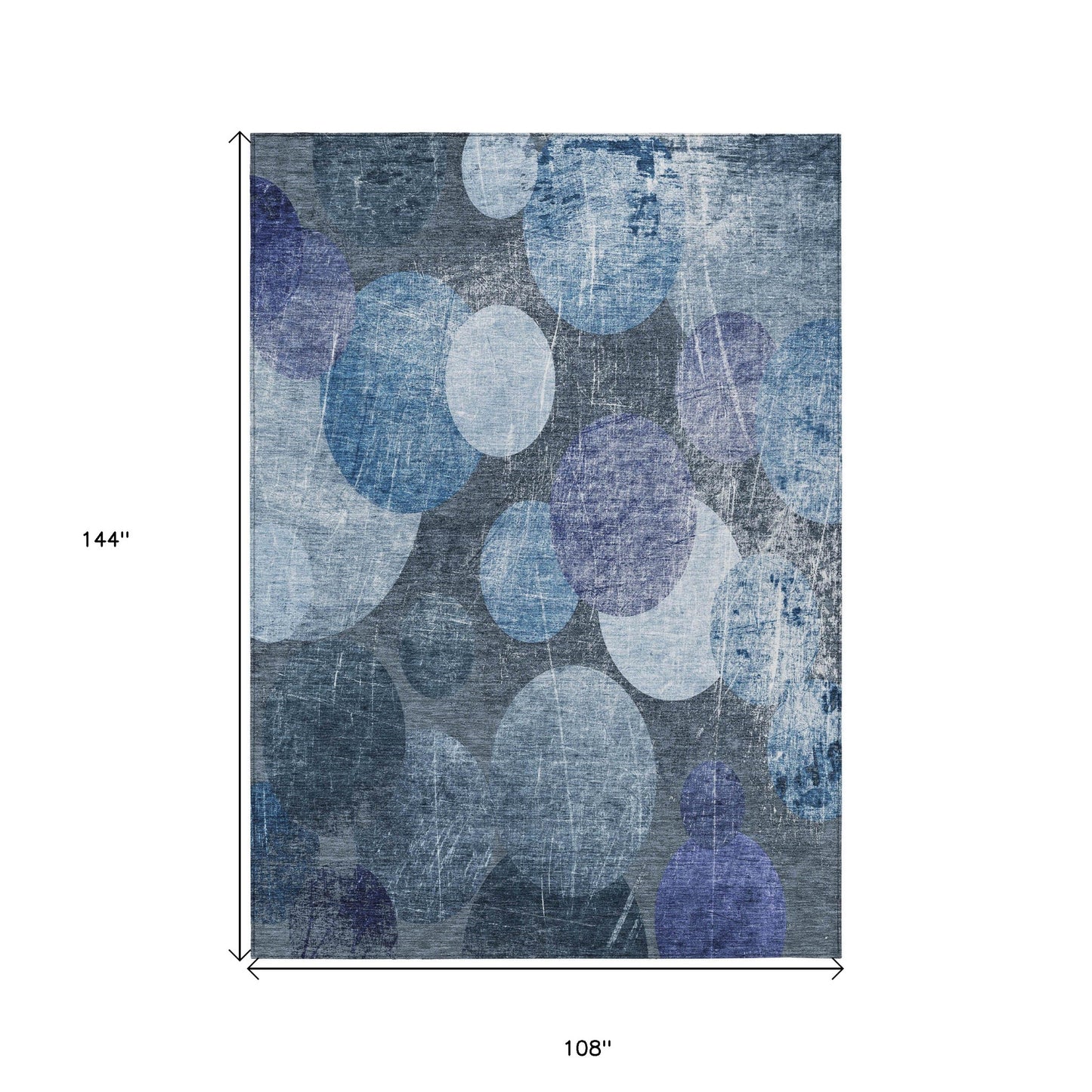 9' X 12' Gray and Blue Abstract Washable Non Skid Indoor Outdoor Area Rug