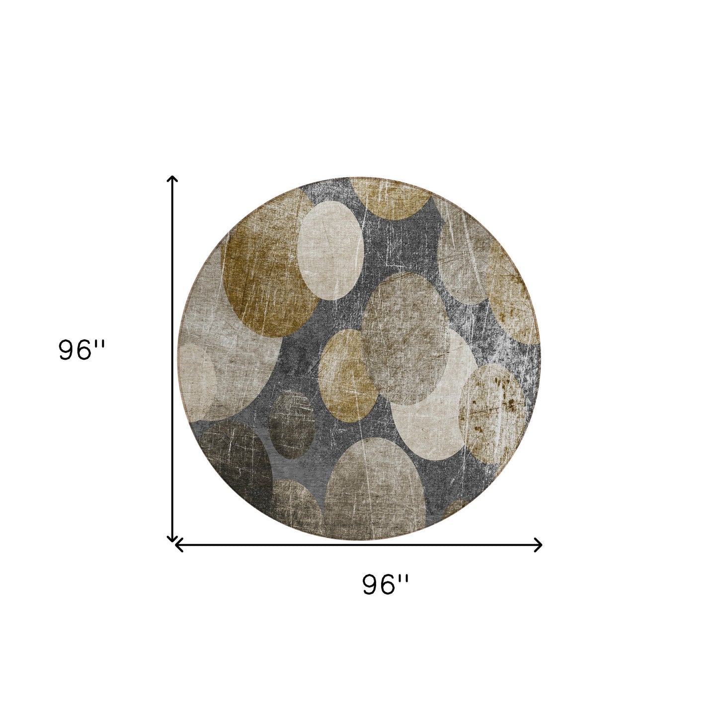 8' X 8' Brown Beige and Ivory Round Abstract Washable Non Skid Indoor Outdoor Area Rug