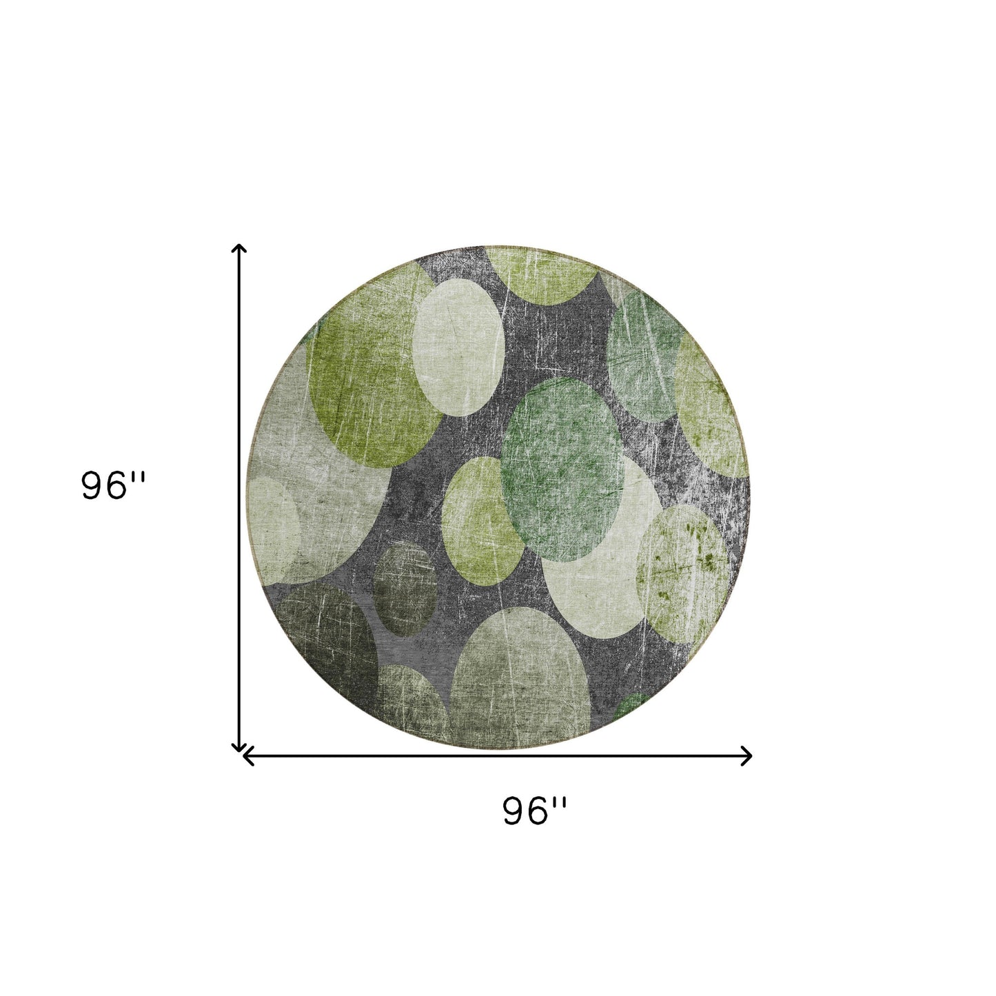 8' X 8' Green and Gray Round Abstract Washable Non Skid Indoor Outdoor Area Rug