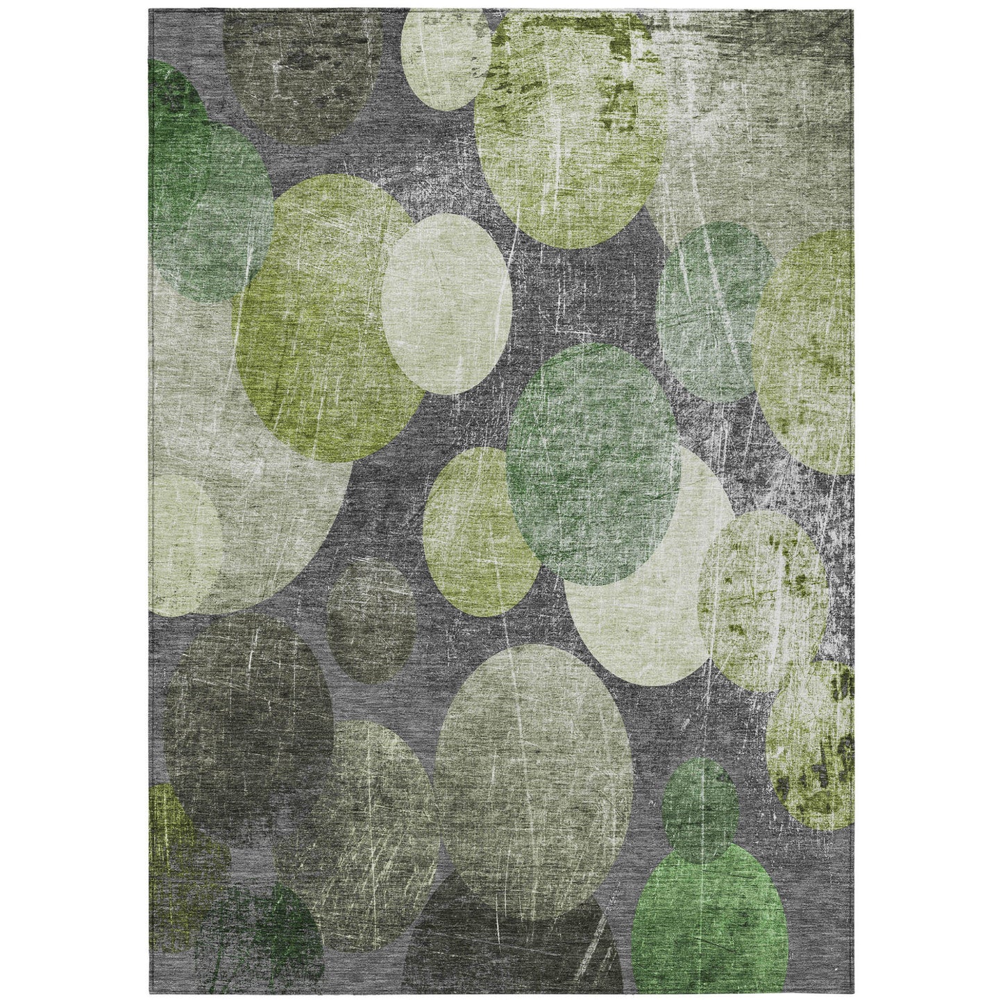 8' X 10' Green and Gray Abstract Washable Non Skid Indoor Outdoor Area Rug