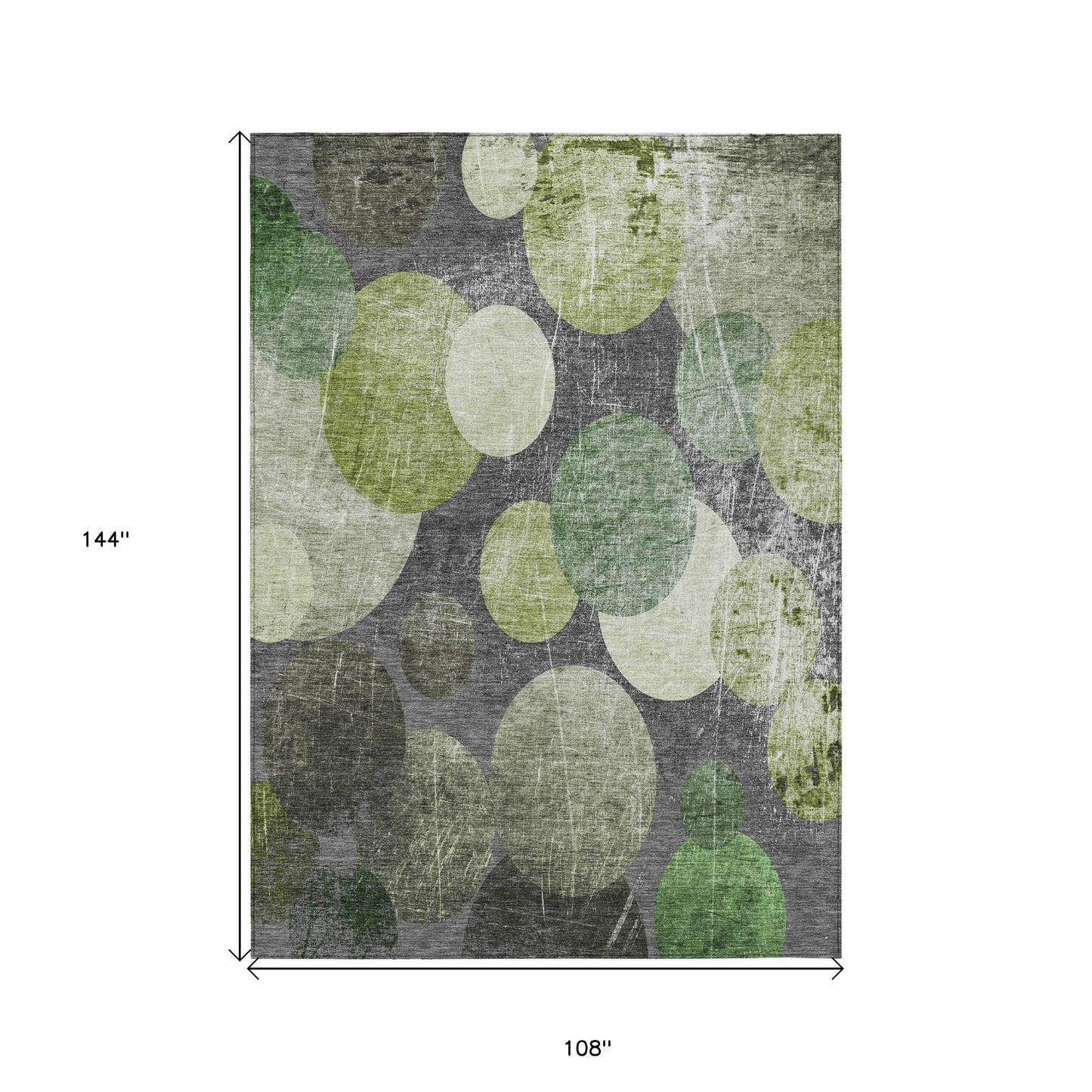 9' X 12' Green and Gray Abstract Washable Non Skid Indoor Outdoor Area Rug