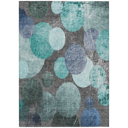 8' X 10' Gray Blue and Purple Abstract Washable Non Skid Indoor Outdoor Area Rug