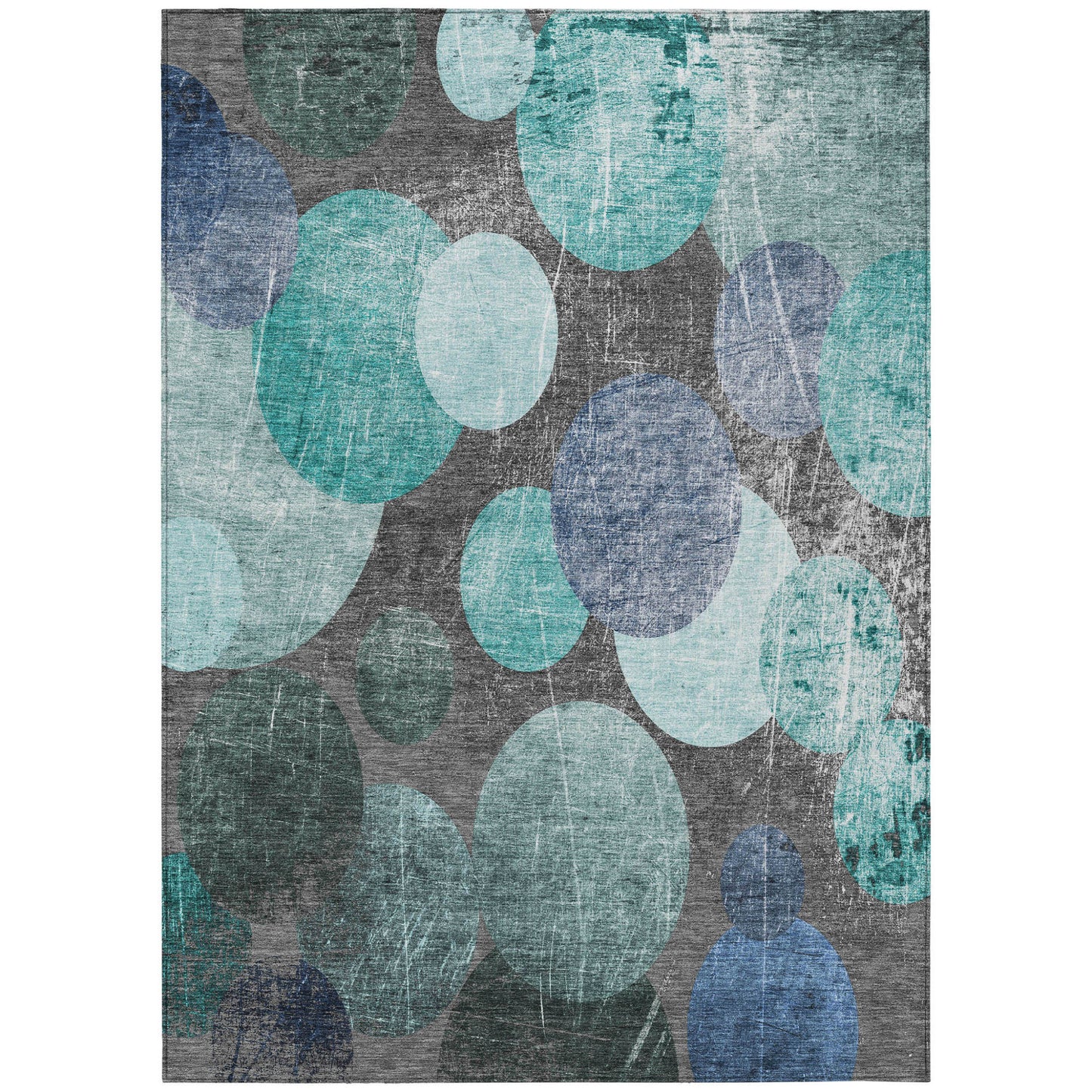 9' X 12' Gray Blue and Purple Abstract Washable Non Skid Indoor Outdoor Area Rug