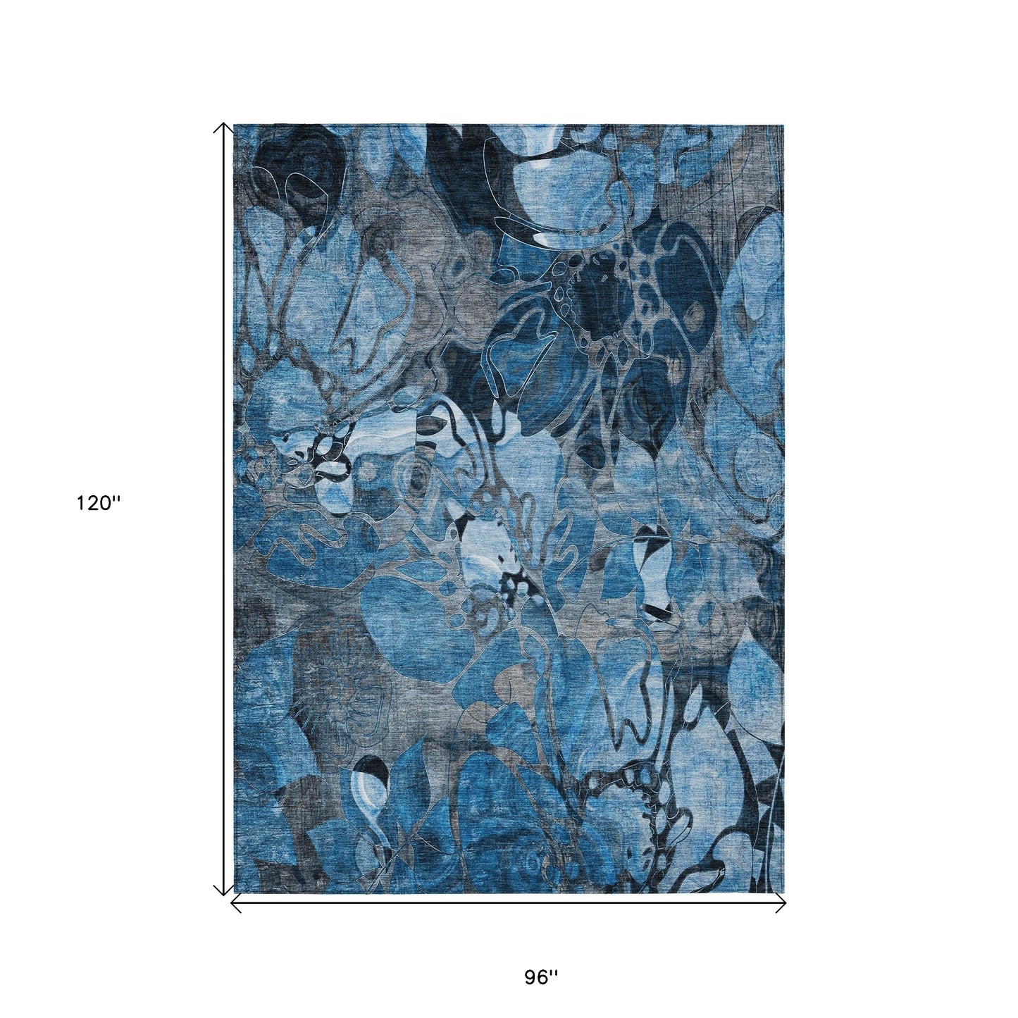 8' X 10' Blue and Gray Abstract Washable Indoor Outdoor Area Rug