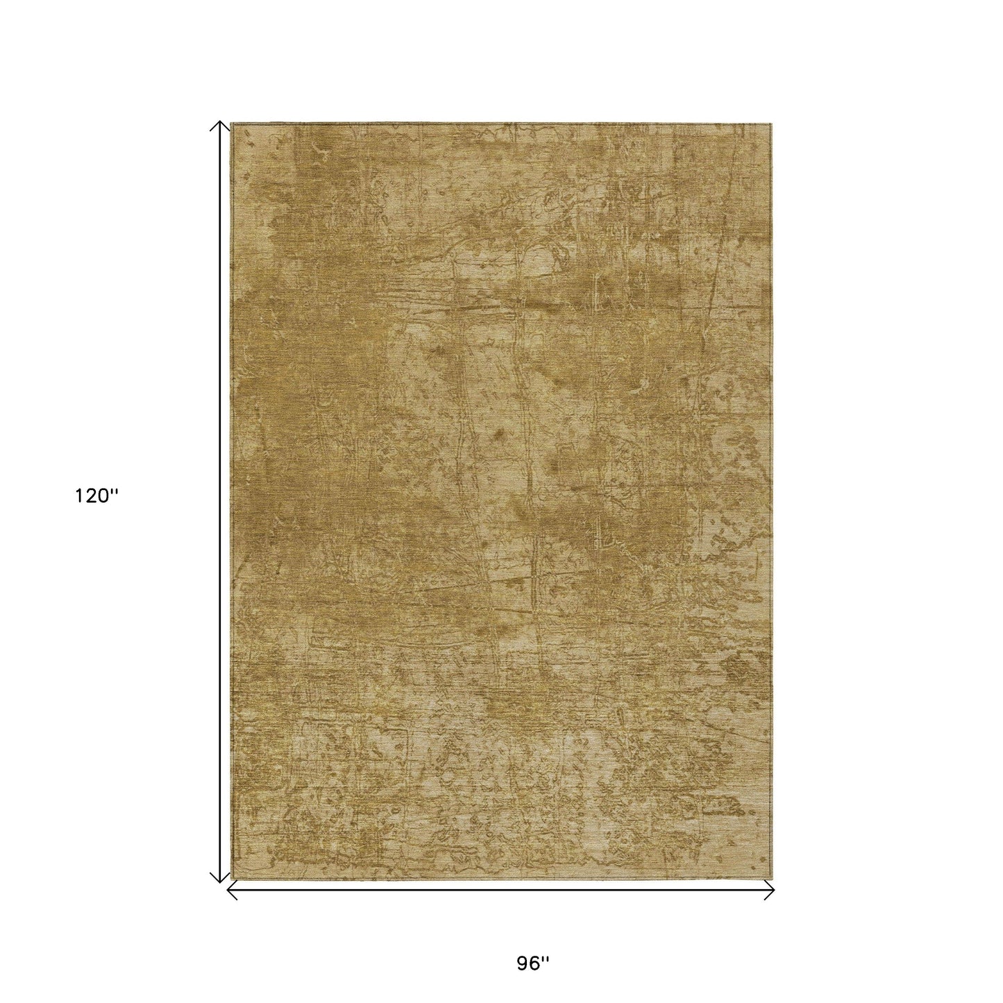 8' X 10' Tan Abstract Washable Non Skid Indoor Outdoor Area Rug