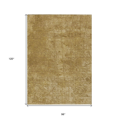 8' X 10' Tan Abstract Washable Non Skid Indoor Outdoor Area Rug