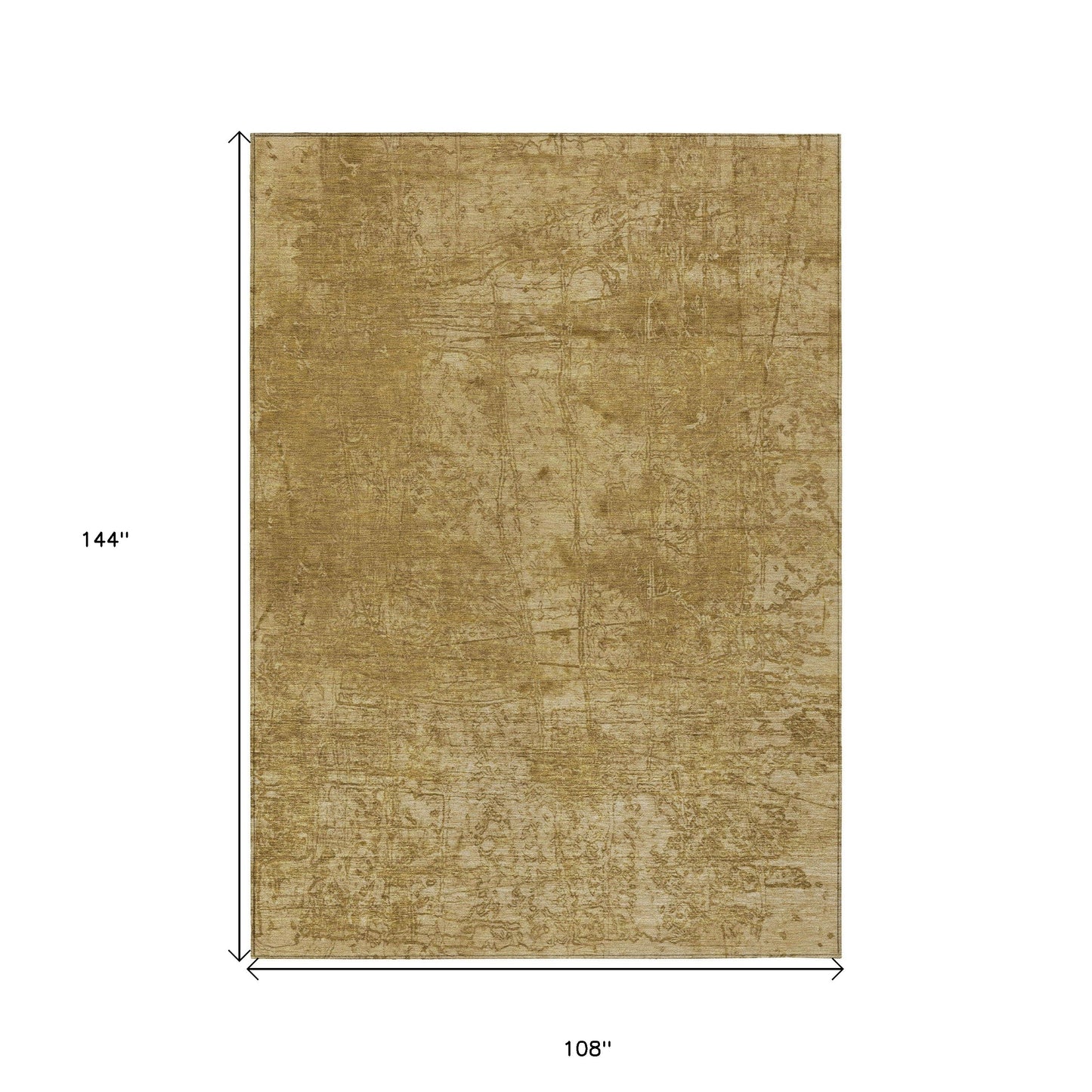 9' X 12' Tan Abstract Washable Non Skid Indoor Outdoor Area Rug