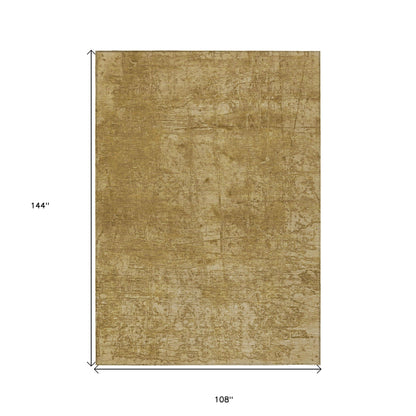 9' X 12' Tan Abstract Washable Non Skid Indoor Outdoor Area Rug