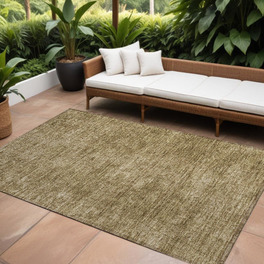 9' X 12' Tan Abstract Washable Non Skid Indoor Outdoor Area Rug