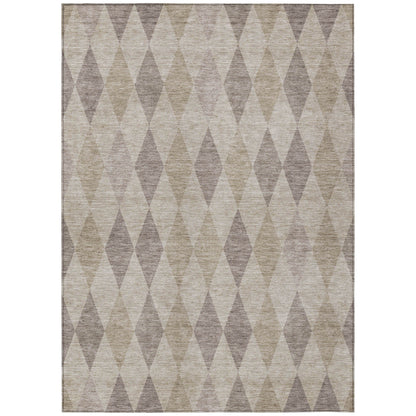 8' X 10' Beige Taupe and Brown Geometric Washable Non Skid Indoor Outdoor Area Rug