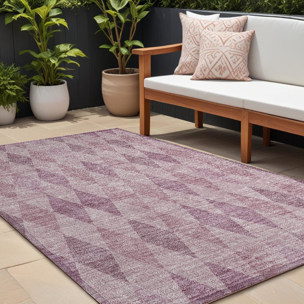 8' X 10' Blush Geometric Washable Non Skid Indoor Outdoor Area Rug