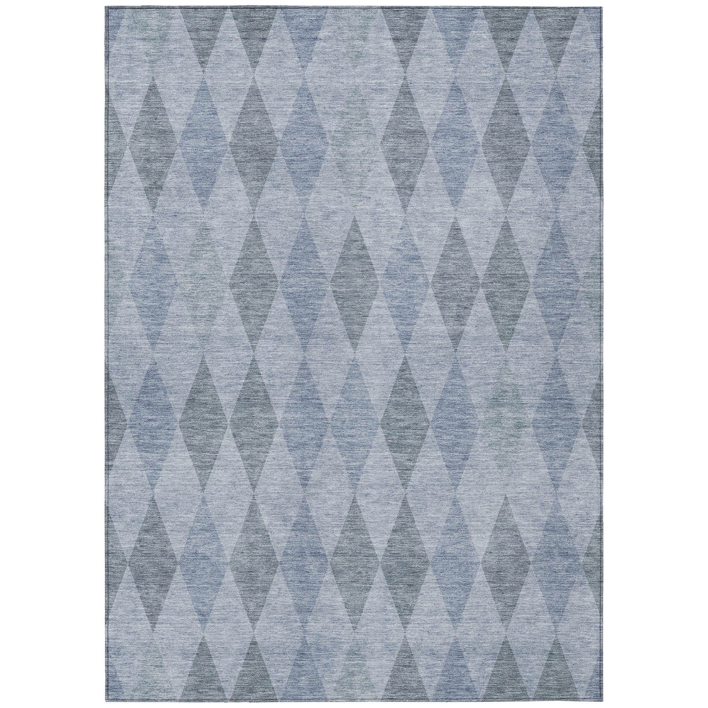 8' X 10' Denim Blue Geometric Washable Non Skid Indoor Outdoor Area Rug