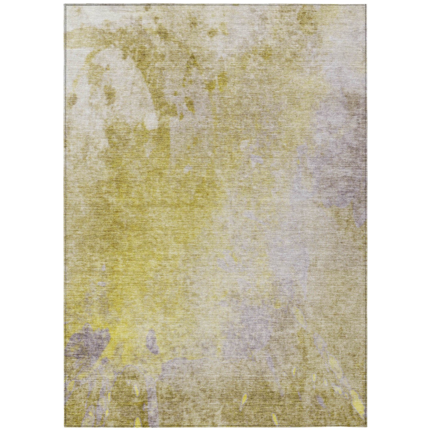 8' X 10' Gold Beige and Purple Abstract Washable Non Skid Indoor Outdoor Area Rug