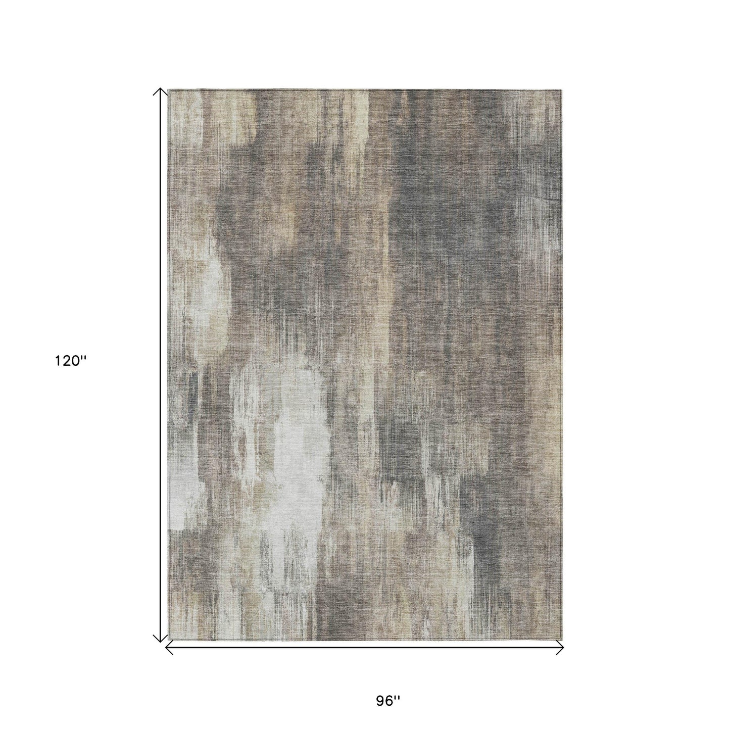 8' X 10' Taupe and Gray Abstract Washable Non Skid Indoor Outdoor Area Rug