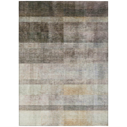 8' X 10' Brown Ombre Washable Non Skid Indoor Outdoor Area Rug