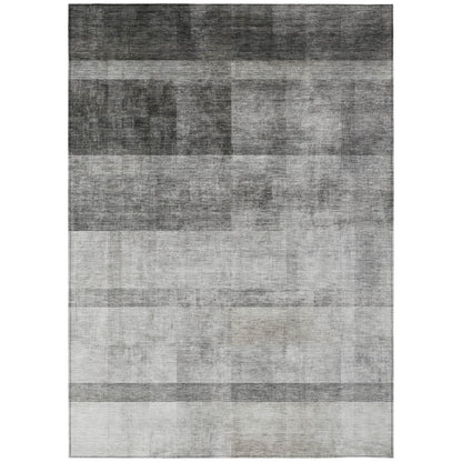 8' X 10' Gray Ombre Washable Non Skid Indoor Outdoor Area Rug