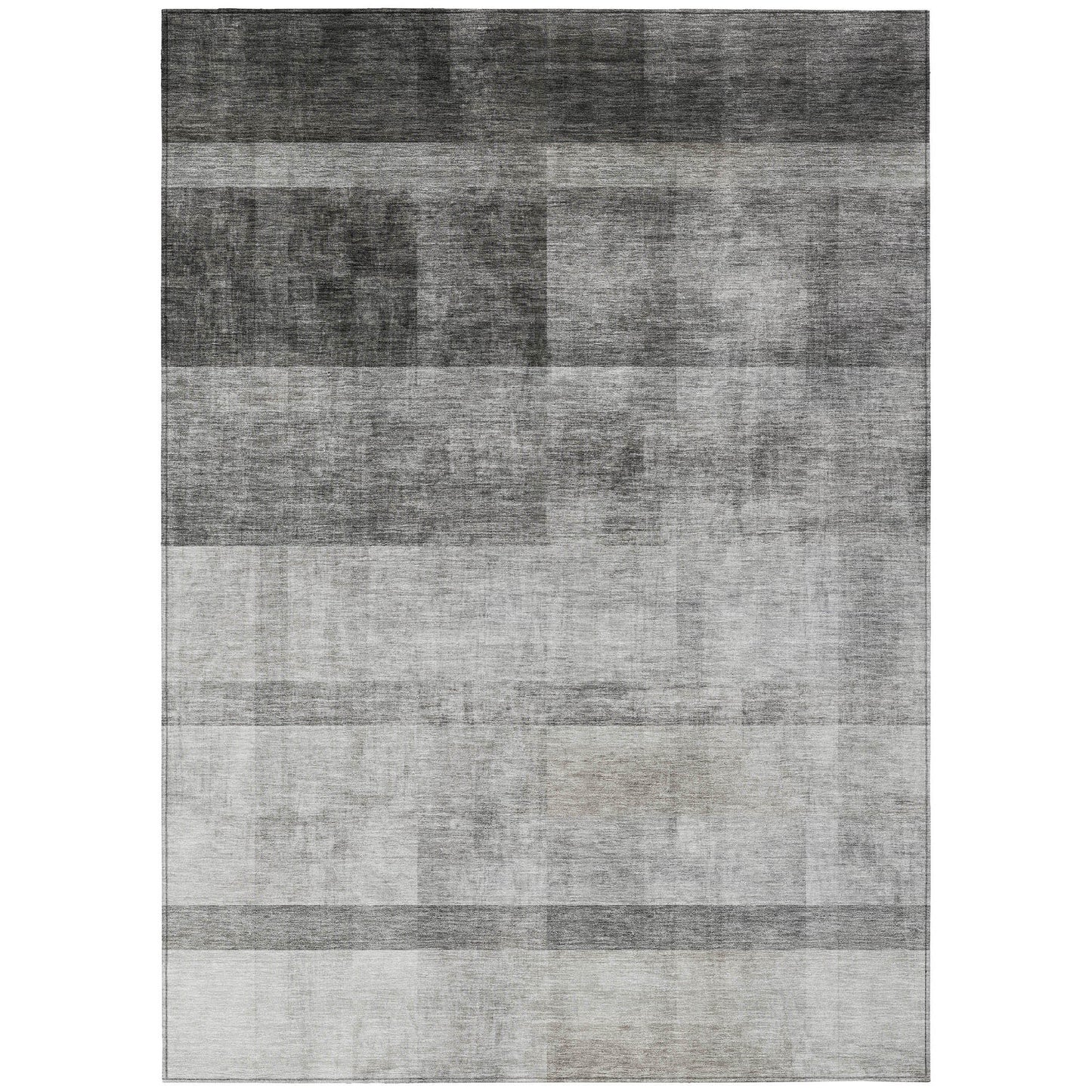 9' X 12' Gray Ombre Washable Non Skid Indoor Outdoor Area Rug