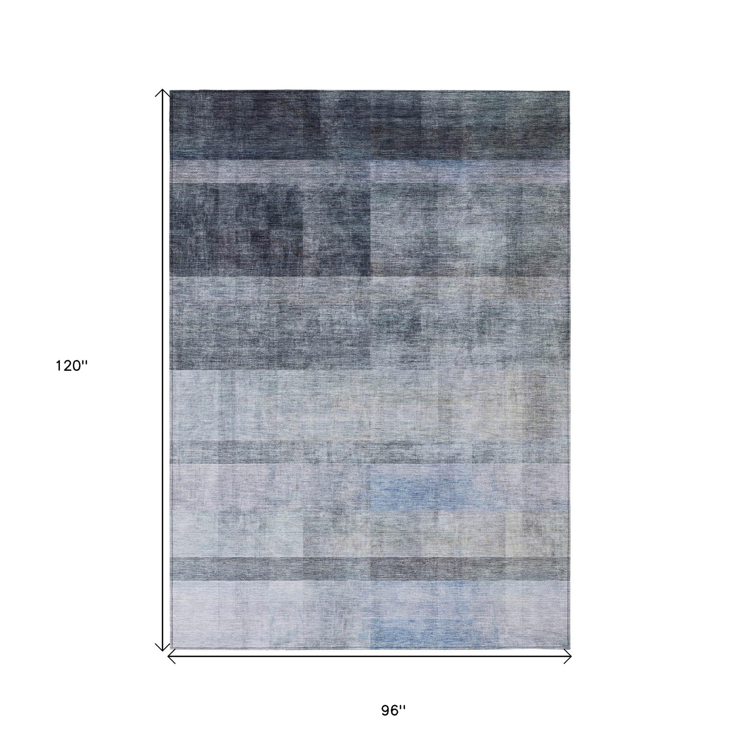 8' X 10' Navy and Gray Ombre Washable Non Skid Indoor Outdoor Area Rug