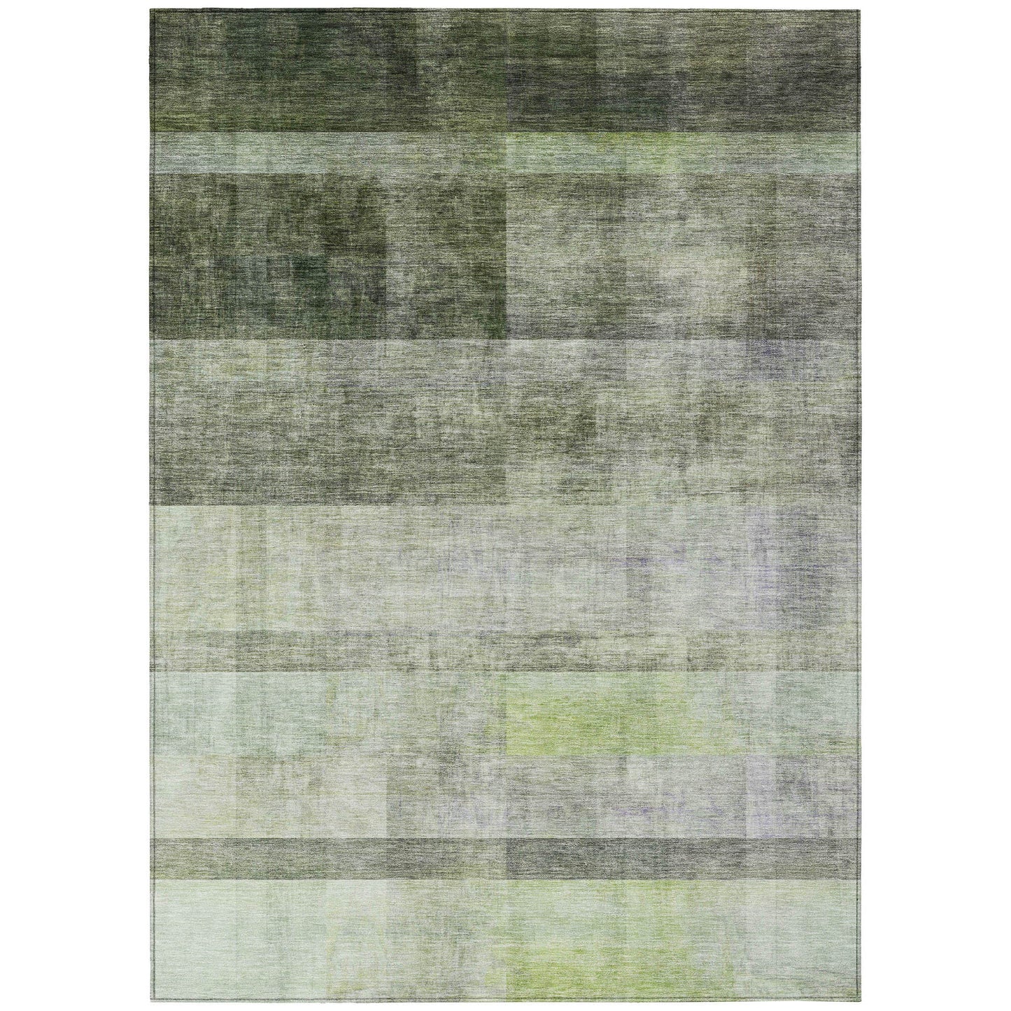 8' X 10' Olive Green Ombre Washable Non Skid Indoor Outdoor Area Rug