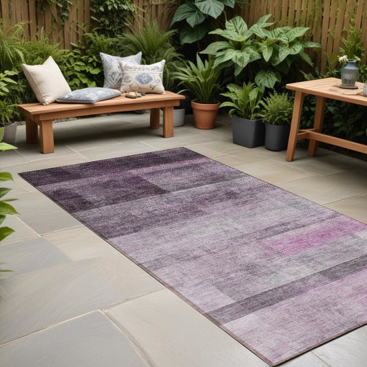 8' Runner Purple Ombre Washable Non Skid Indoor Outdoor Runner Rug