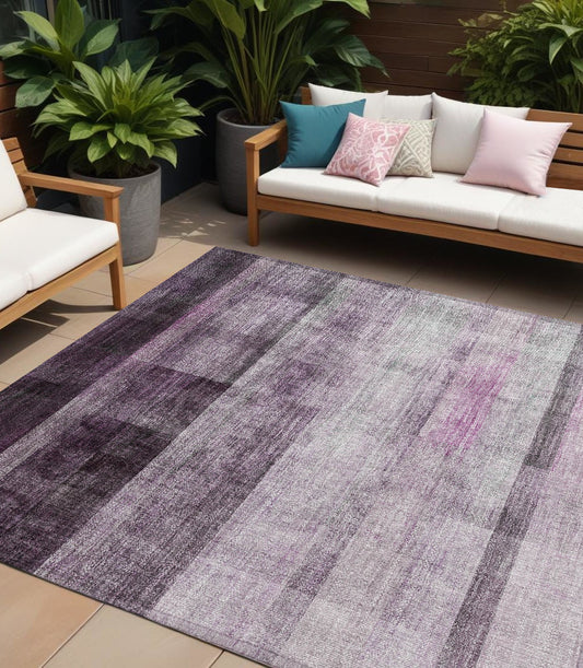 8' X 10' Purple Ombre Washable Non Skid Indoor Outdoor Area Rug